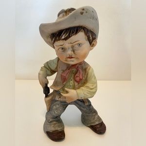 Vintage WIW Ceramic Young Cowboy Figurine Gunslinger 7" Tall